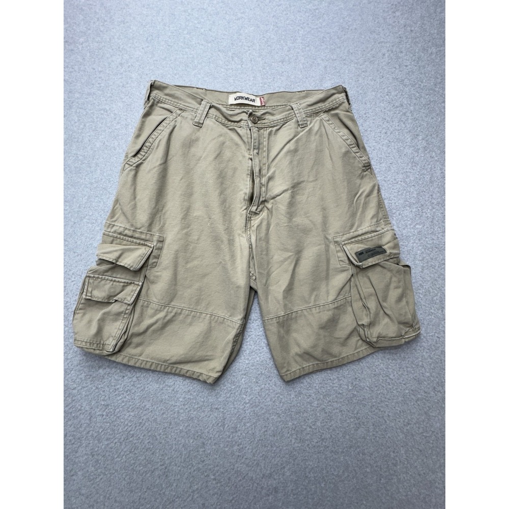 Levis Workwear Cargo Shorts‎ Mens 36 Khaki Beige Utility Outdoor Multi Pocket